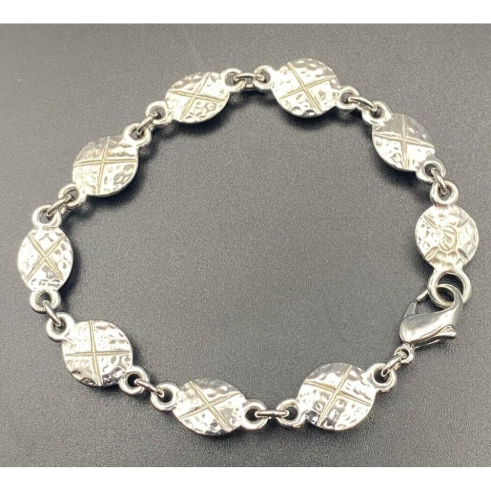 Vintage Bracelet Pierced Earrings Signed Liz Claiborne Silver Tone Black Accents - Picture 8 of 9